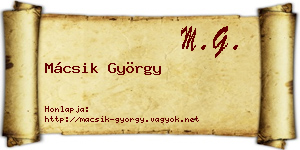 Mácsik György névjegykártya